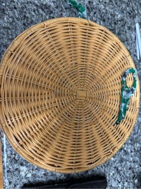 J McLaughlin Woven Round Rattan Serving Tray - Natural Brown